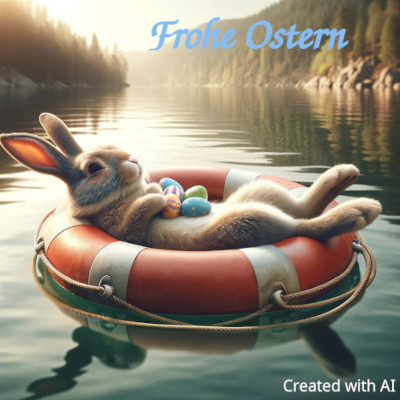 Osterhase im Rettungsring (created with AI)